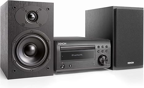 Denon D-M41 家庭影院迷你放大器和书架扬声器一对 – 紧凑的 HiFi CD 立体声系统带扬声器、FM / AM 调谐器、无线蓝牙放大器 | 适合小型房间和家庭影院